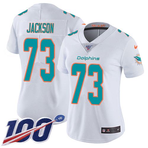 Nike Miami Dolphins #73 Austin Jackson White Women Stitched NFL 100th Season Vapor Untouchable Limited Jersey